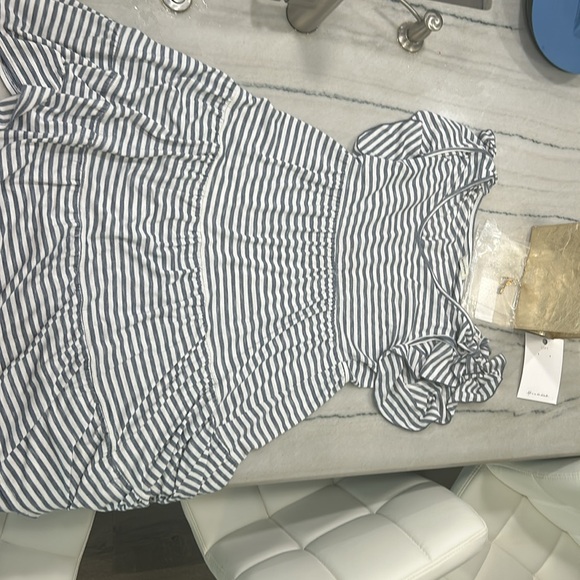 blue and white striped flowy dress lightly worn - Picture 2 of 3